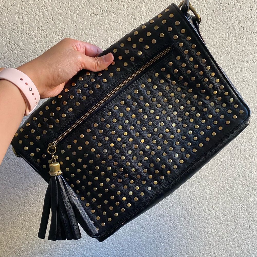 Black studded crossbody